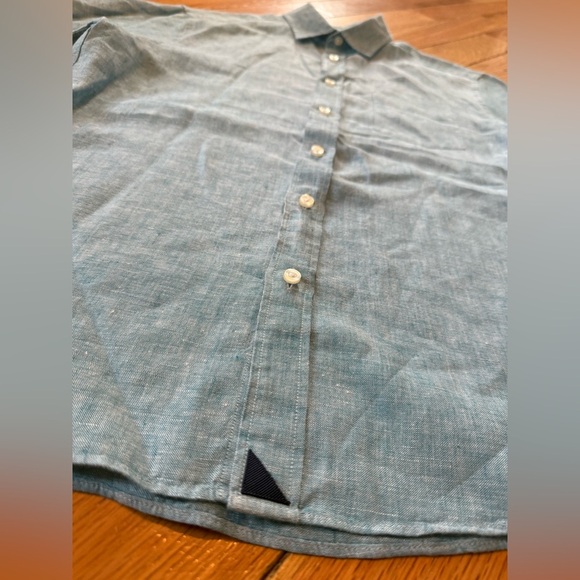 UNTUCKit Shirt Men’s Size M Light Blue 100% Linen Button Up Short Sleeve Shirt - Picture 3 of 11